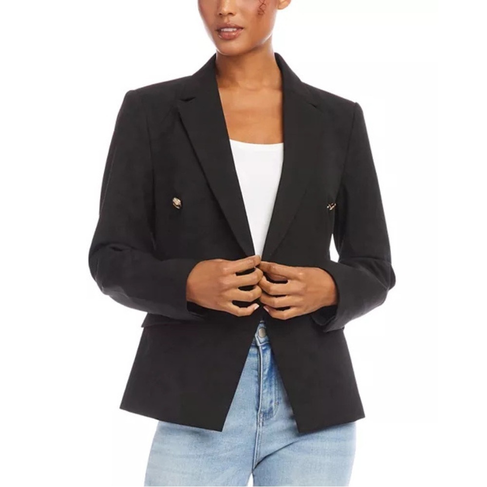 Karen Kane Double Breasted Black Blazer NWT Gold Button Peak Lapel Tailored - Picture 5 of 5